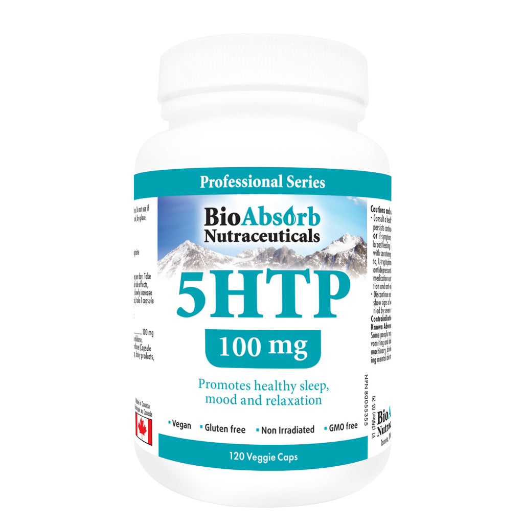 5-HTP Supplement, 100 mg, 40-Day Supply, Natural Non-GMO Serotonin Booster, 120 Vegan Capsules