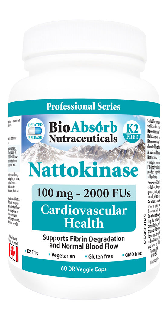 Nattokinase Supplement. Non-GMO Natto Extract Enzyme. 100 mg, 2000 FUs