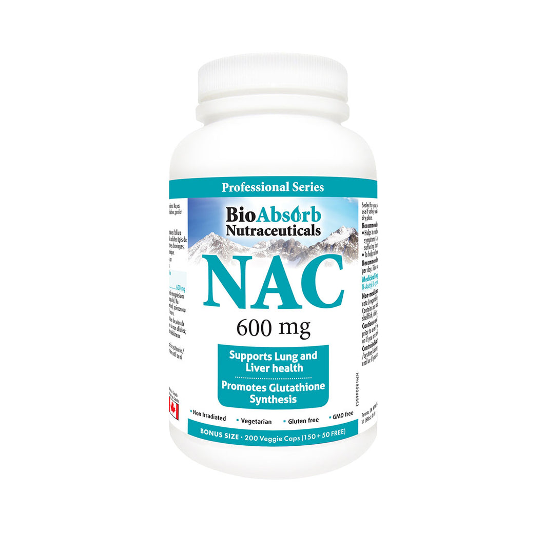 NAC (N-Acetyl Cysteine) 600mg – Glutathione Precursor, Vegan – Bio Absorb Nutraceuticals