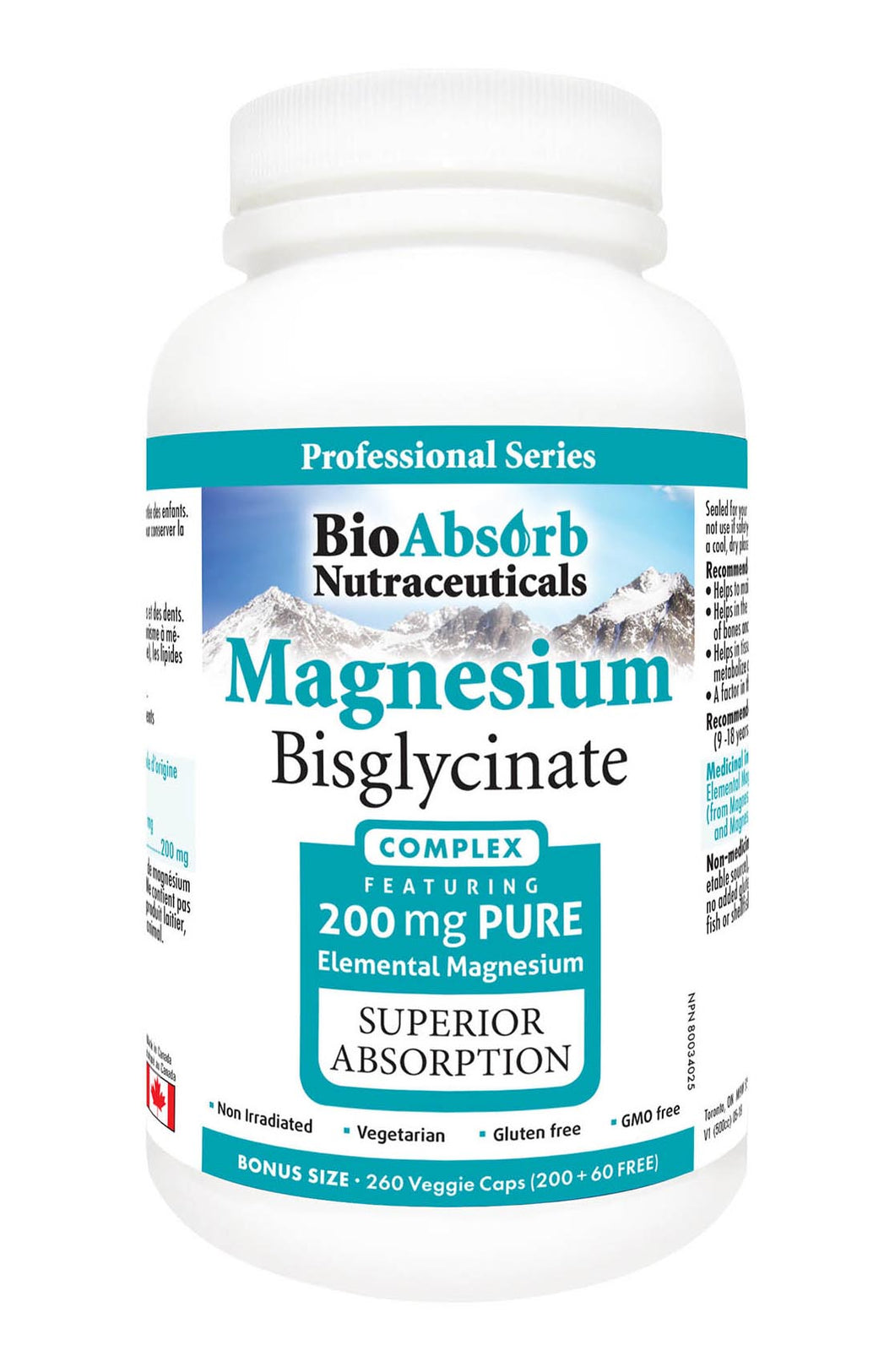 Magnesium Bisglycinate/Glycinate Supplement. 200mg of Chelated Elemental Magnesium. 260 Vegan Capsules (260-Day Supply)