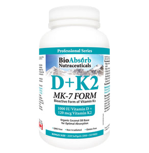 Vitamin D3 1000 IU + Vitamin K2 MK-7 Form (120 mcg). Coconut Oil Base For Optimal Absorption.