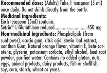 Load image into Gallery viewer, Liposomal Glutathione Liquid Supplement, 40-Day Supply, 450 mg Setria Reduced L-Glutathione (200 ml)
