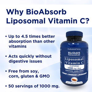 Liposomal Vitamin C 1000mg. 70-Day Supply, 210 Softgel Capsules. Corn-Free, Soy-Free, Non GMO.